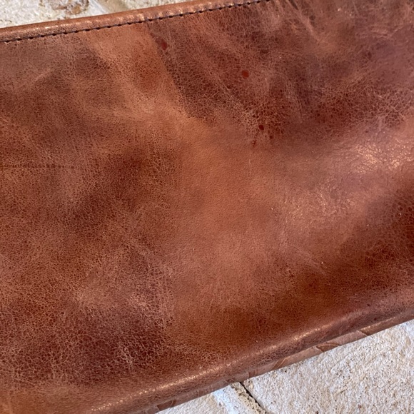 Cowhide Wristlet Clutch with Zipper Embossed print with detachable strap browns - Picture 7 of 13